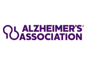 A purple logo next to purple text that reads Alzheimer's Association on a white background.
