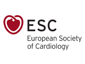A logo of a stylised red heart next to black text that reads ESC European Society of Cardiology on a white background.