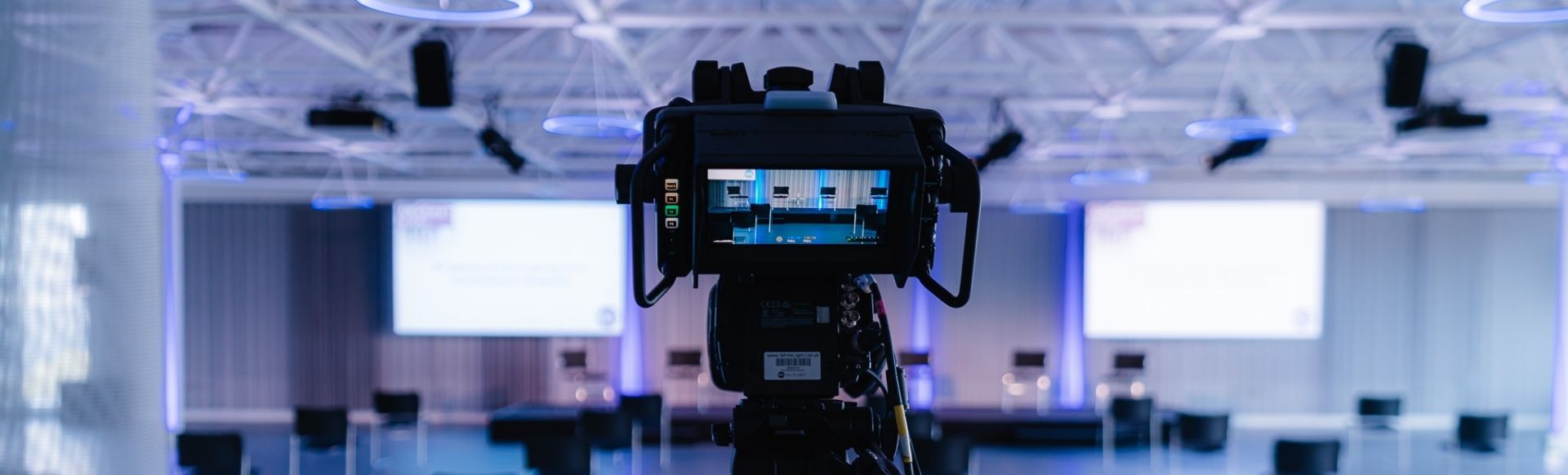 Close-up of a camera set up with the screen facing the viewer at the Science Museum in London.