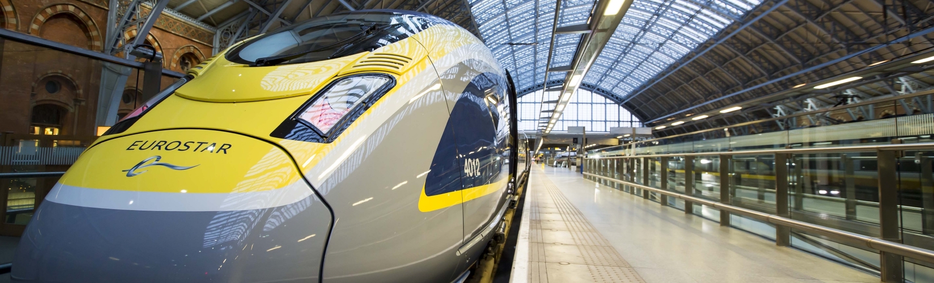 Eurostar train at St Pancras International station in London.