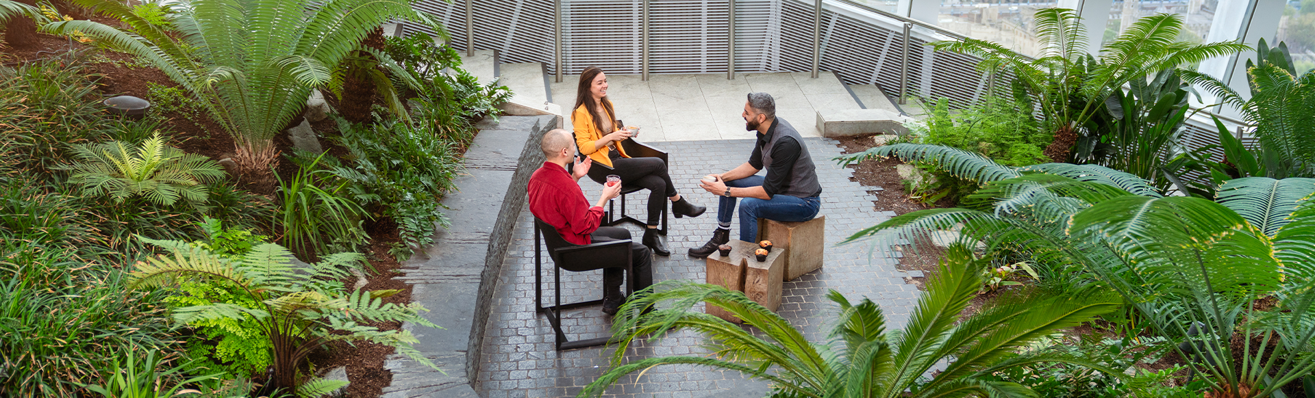 A group of people enjoying refreshments in Sky Garden