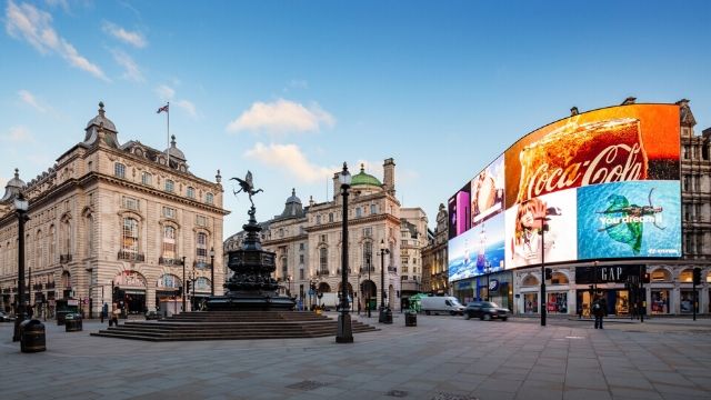 Picadilly Circus and its bright advertising screens.